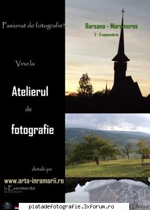 va invitam la un nou workshop de fotografie in cei care doresc sa se initieze in arta am initiat