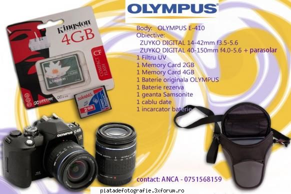 vand olympus e-410 digital 14-42mm digital 40-150mm f4.0-5.6 parasolar1 memory card 2gb1 memory card