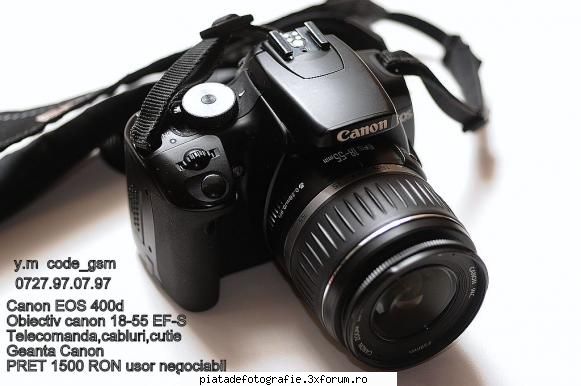 canon eos 400d kit 18-55,telecomanda si geanta - canon eos 400d second hand in stare buna - Vanzari foto