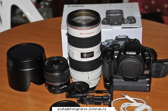 canon eos 400d kit+grip si 70-200 is usm - CANON EOS 400D+grip cu 2 acumulatori+obiectv - Vanzari foto